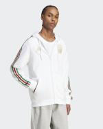 Sweatshirt Jacke Anzug Kapuze ITALIEN FIGC adidas DNA FZ HD 3 Streifen gebürstete Baumwolle Weiß Mann EURO 2024