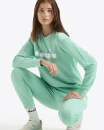  Felpa Sportiva girocollo UOMO Diadora Verde Neon Crew logo Pullover 