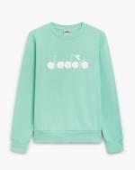  Felpa Sportiva girocollo UOMO Diadora Verde Neon Crew logo Pullover 