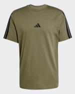  T-shirt maglia maglietta UOMO Adidas Verde Oliva Ess Single Jersey 3-Stripes 