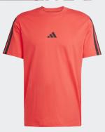  T-shirt Maglia Maglietta UOMO Adidas Rosso Ess Single Jersey 3-Stripes Cotone 