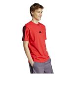  T-shirt Maglia Maglietta UOMO Adidas Rosso Ess Single Jersey 3-Stripes Cotone 