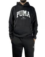 Full Tracksuit PUMA Squad Hooded Fleece Mens Cotton Fleece Black White