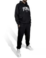 Full Tracksuit PUMA Squad Hooded Fleece Mens Cotton Fleece Black White