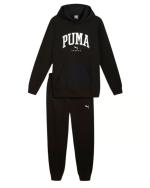 Full Tracksuit PUMA Squad Hooded Fleece Mens Cotton Fleece Black White