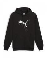 Puma Ess Logo Lab Cat Fleece Cotton Mens Hoodie Black