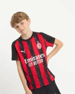  Ac Milan Puma Maglia Calcio Ragazzo Bambino Rosso Nero 2025 26 maniche corte 
